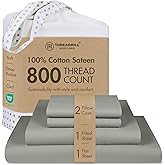 Threadmill Luxury 800 Thread Count King 100% Cotton Sheets - Moonrock Grey Sateen Weave Bed-Sheets, Better Than Egyptian Cotton, 4 Pc Solid Soft Bed Set, Fits 16" Deep Pocket