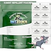 RatZooka Mouse Repellent Pouches, Natural Formula with Peppermint & Rosemary Oil, Mice Repellent Indoor, Keep Mice and Rats Out of Your Home, Car, RV, Garage, Cabin (10 Pouches)