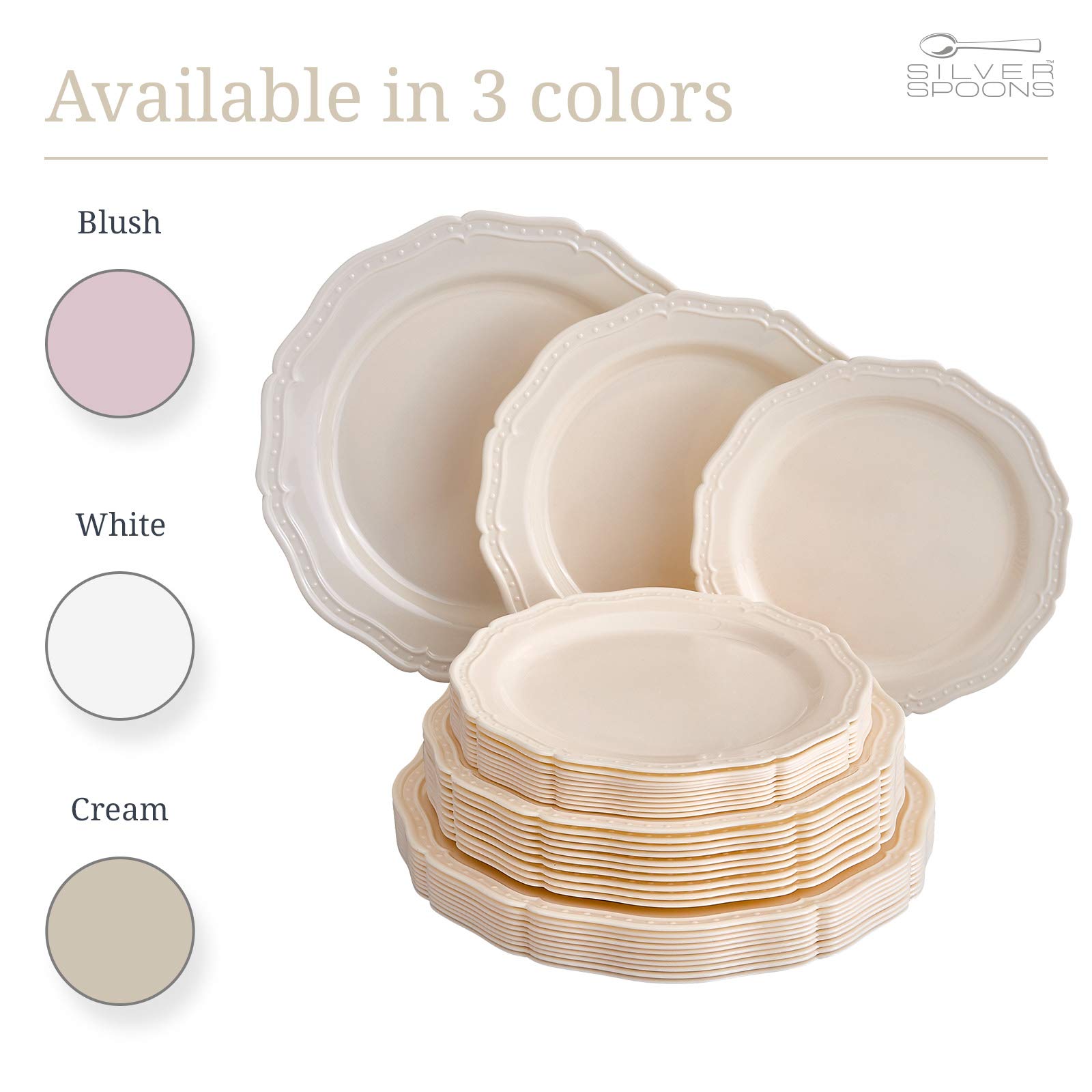Silver Spoons 30 Pc Plastic Plate Set Disposable Plates Party