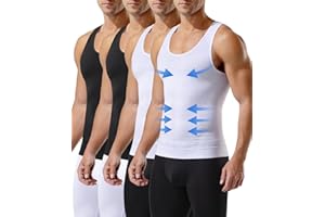 Casey Kevin Compression Shirts for Men Body Shaper Tank Top Slimming Undershirts Vest Gym Gear Sleeveless Shapewear 4 Pack