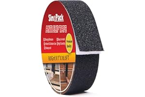 SinoPack Anti Slip Grip Tape, Outdoor Grip Tape for Stairs, Stair Grips Non Slip for Skateboards, Outdoor Adhesive Stair Grip Tape for Step Treads,Black Grip Tape, 1in x16.5 FT