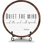 Spiritual Home Decor, Quiet The Mind And The Soul Will Speak Wood Decor Sign, Yoga Room Meditation Room Decor For Table Shelf, Inspirational Gifts For Woman Man Family Friend -a16