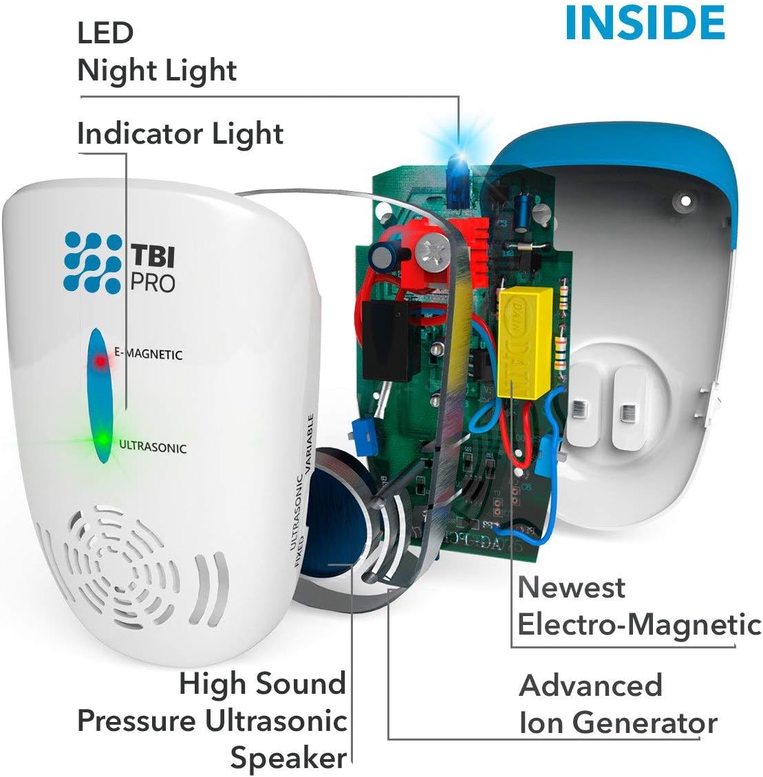 TBI Pro Ultrasonic Pest Repeller Wall Plug-in - Electromagnetic & Ionic Indoor Repellent Anti Mouse, Rats, Roach, Ants, Mosquito, Cockroach Control - Safe Quiet Electronic Device -4000 Sq.ft (2-Pack) : Garden & Outdoor