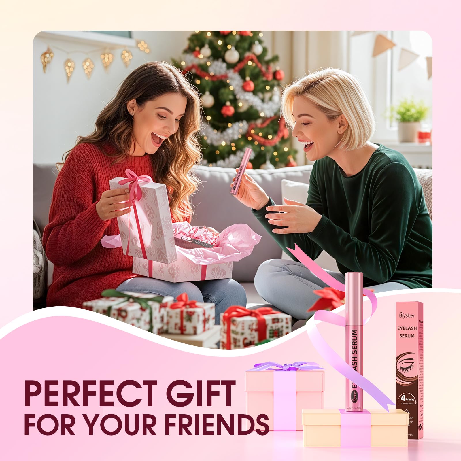 Biysber Lash Serum for Eyelash Growth: Premium Eyelash Growth Serum with Advanced Formula to Boost Longer Fuller and Thicker Lashes and Eyebrows - Gentle & Vegan for Sensitive Eyes (5 mL)