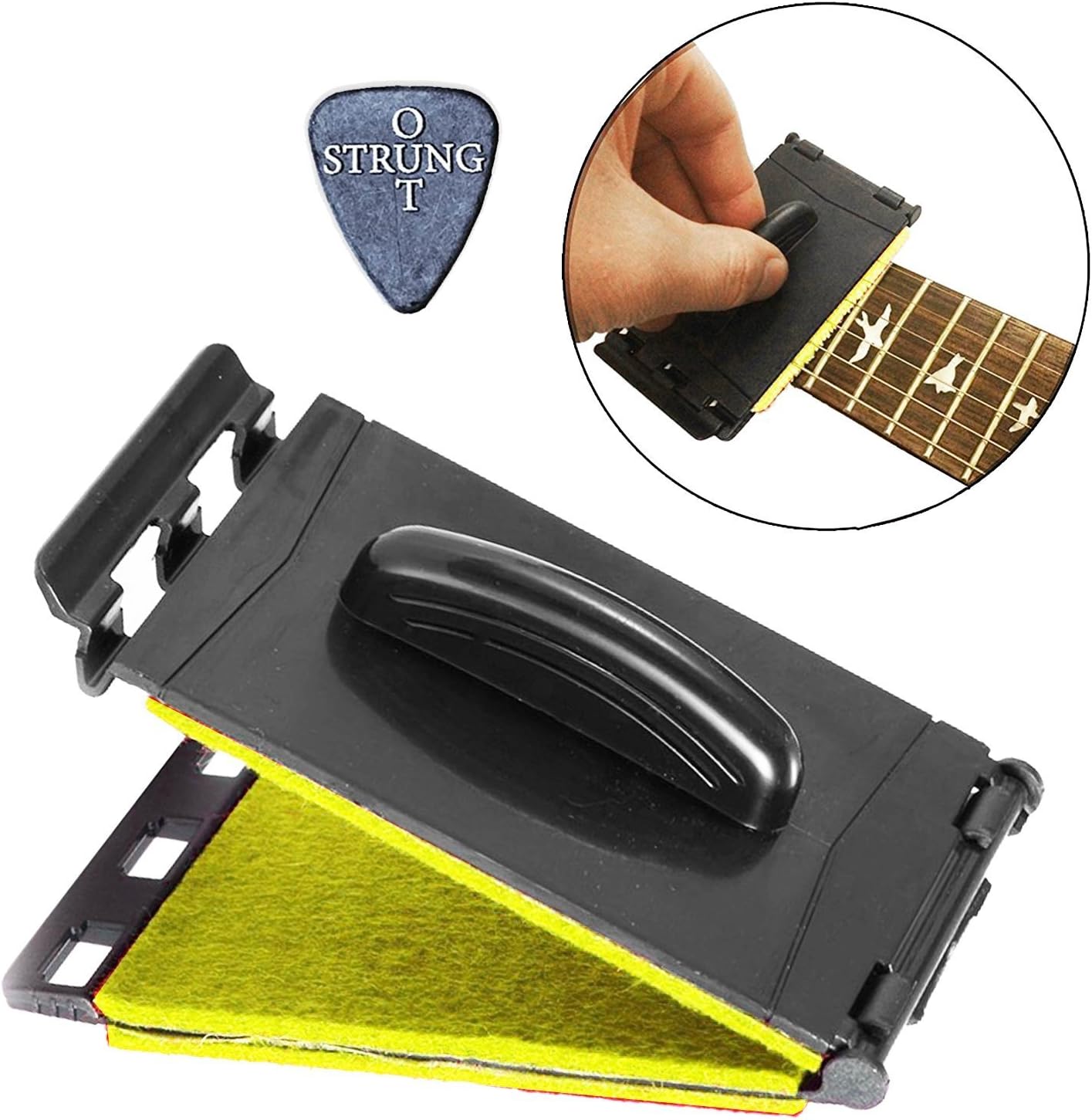 StrungOut Dual Guitar String and Fretboard Cleaner for Electric and Acoustic Guitars (Yellow)