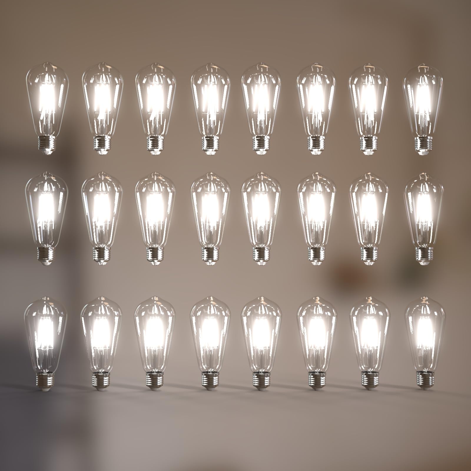 Photo 1 of Jensense Edison Bulbs 6W E26 LED Bulb 60 Watt Equivalent, Vintage LED Light Bulbs CRI90+ ST19, Dimmable Clear Light Bulbs, 5000K Daylight Cool White 24 Pack