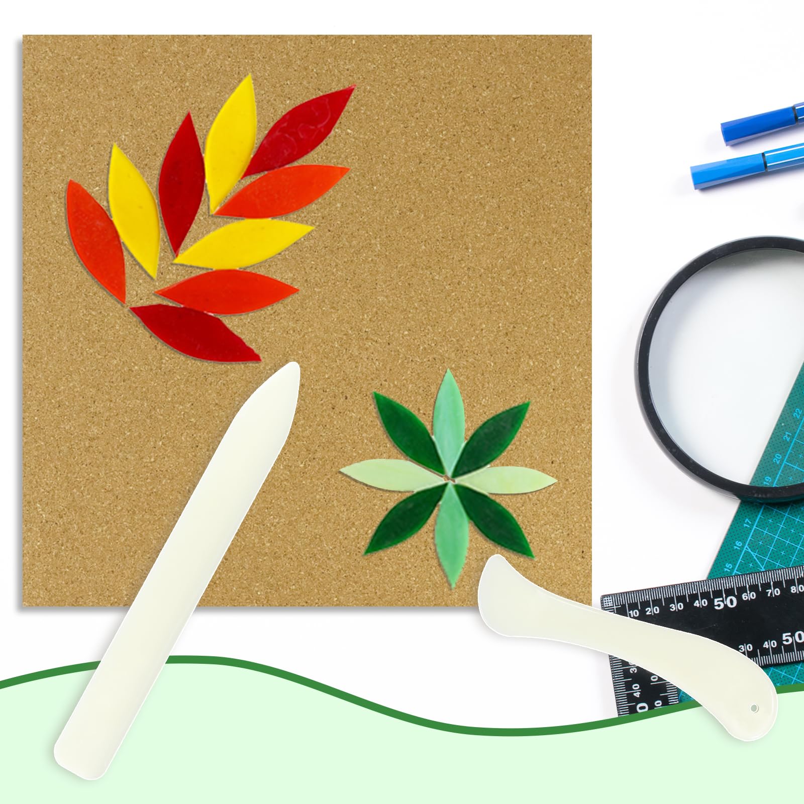 DLOnline Stained Glass Supplies - Heat Resistant Work Surface with Cutting Mat, 2 Burnishers, Tools & Kit for Table & Countertop Protection, 12 in