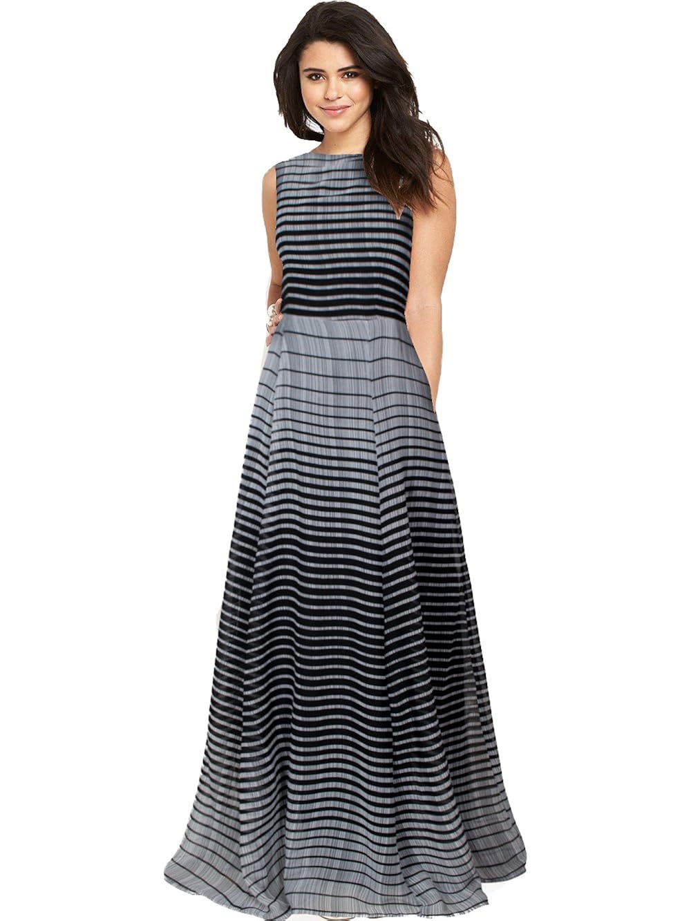 sj trendz women's black crepe silk printed latest 2018 party wear gown dress