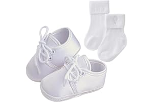Booulfi Baby Sock Shoes White Newborn Booties Infant Baptism Shoes Socks for Baby Boy Baptism Christening Easter Outfits