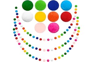 GUSTACH 3Pcs Easter Felt Ball Garland,Spring Pom Pom Garland,6.5 Feet Long 30 Balls