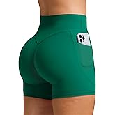 Olmlmt Biker Shorts Women 4.5" with Pockets High Waisted Spandex Yoga Workout Shorts