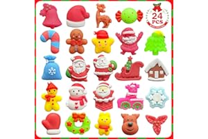 UUSYCUN 24PCS Christmas Mochi Squishy Toys for Party Favors, Xmas Squishies Bulk for Stocking Stuffer, Santa Squeeze Toys for Kids, Gifts, Presents, Advent Calendar, Classroom Prizes, Goodie Bags