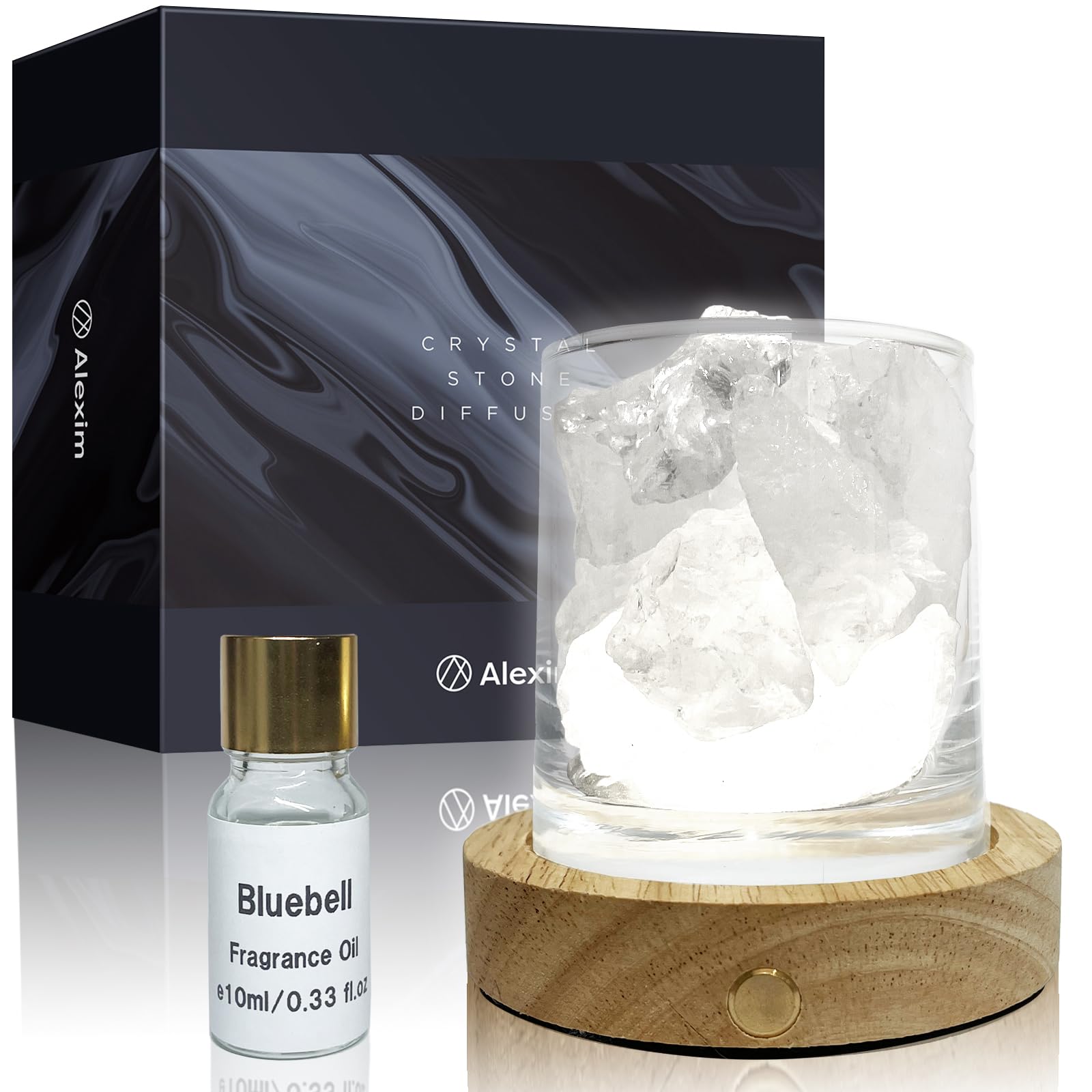 Alexim アロマストーン ロッククリスタル 充電式LED台座 ブルーベルオイル の商品画像