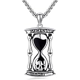 URONE Memento Mori Necklace for Men 925 Sterling Silver Memento Mori Pendant Necklace Skull Stoic Necklace Jewelry Gifts for Women
