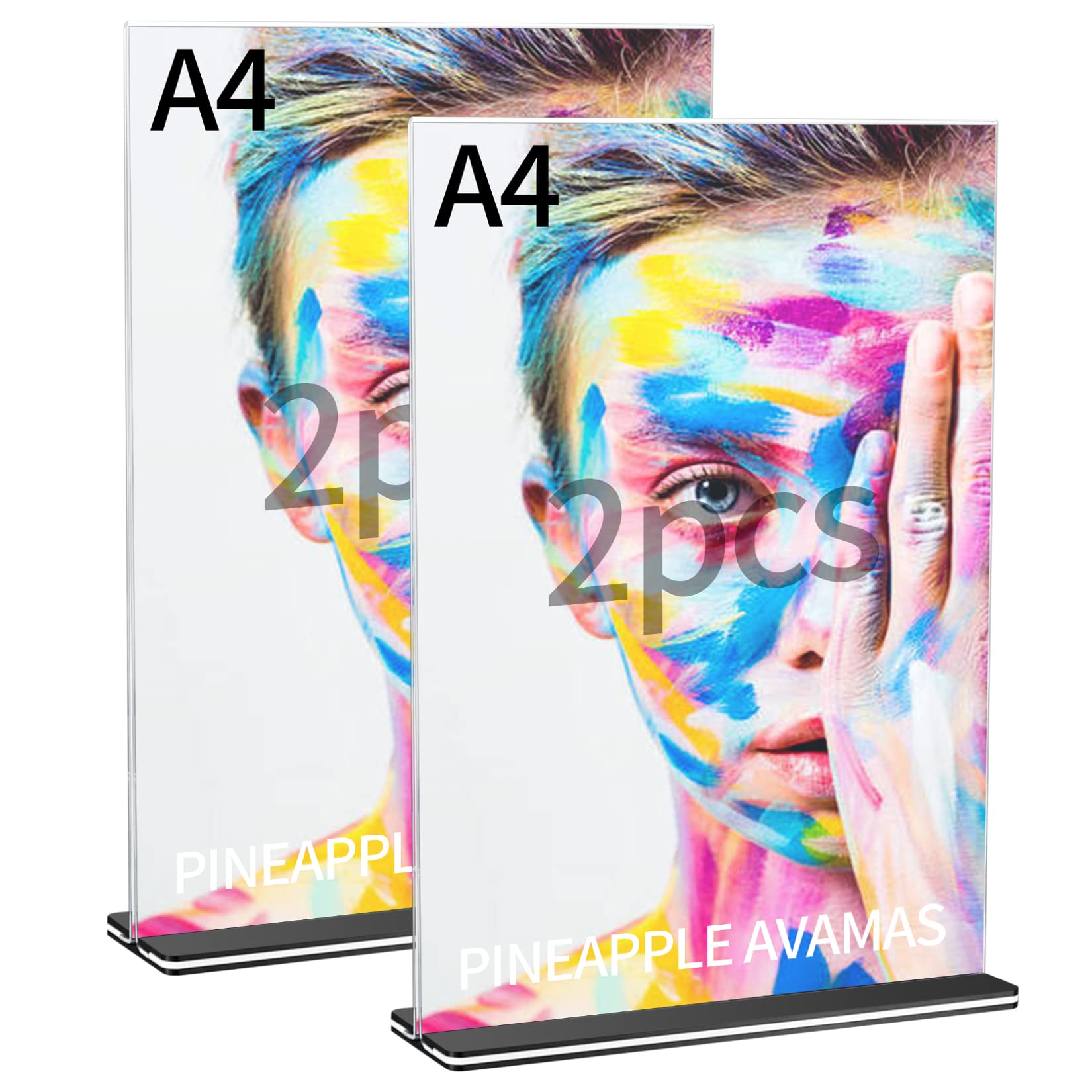 QOOSIKICC 2 Pcs A4 Acrylic Sign Holders, Clear Poster Menu Holder, Vertical Version Double Sided Display Stands for Office, Restaurant, Hotel, Promotions, Photo, Documents Display Stand Holders