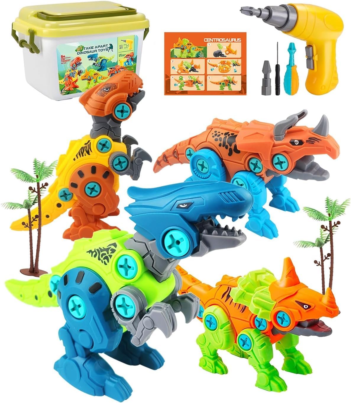 Jovrun Dinosaur Toys for Boys and Girls Aged 3-9 Operation Games Take Apart Dinosaur Gifts with Storage Box Electric Drill Included Ideal Dinosaur Birthday Educational Kids Toys