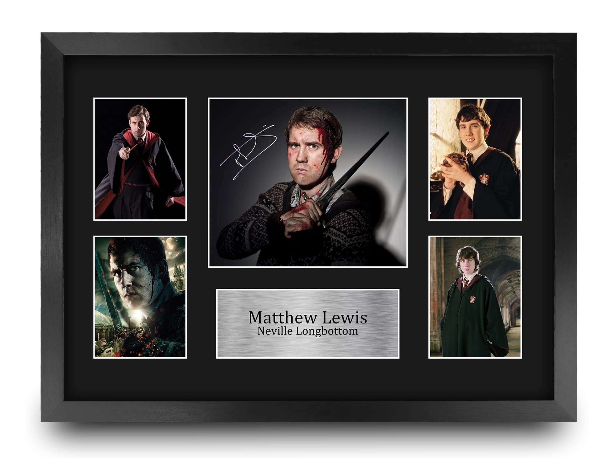 HWC Trading FR A3 Matthew Lewis Harry Potter Neville Longbottom Gifts Printed Signed Autograph Picture Display for Movie Memorabilia Fans - A3 Framed