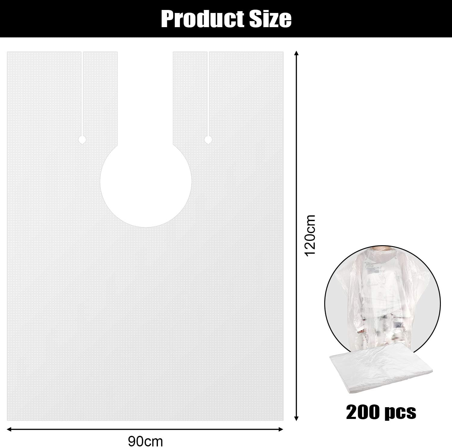 200 Pieces Disposable Barber Haircut Cape Transparent Waterproof Hair Styling Salon Cape Hairdressing Apron Hairdresser Smock Household Salon Cloak - Image 3