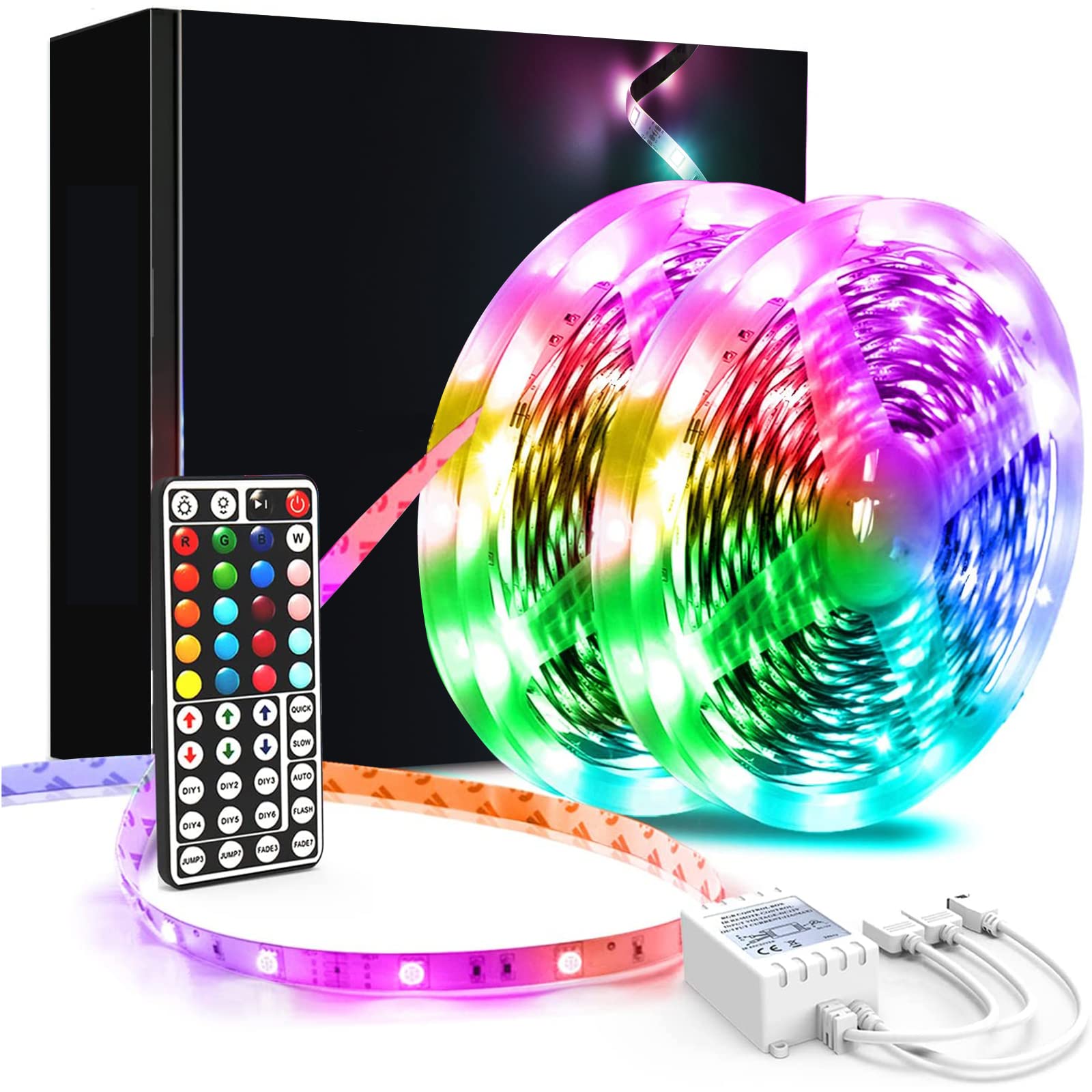 phopollo Led Strip Light, 10m Led Light Strips with 44-Keys Remote, Flexible 5050 RGB Colour Changing for Bedroom, Party (5Mx2)