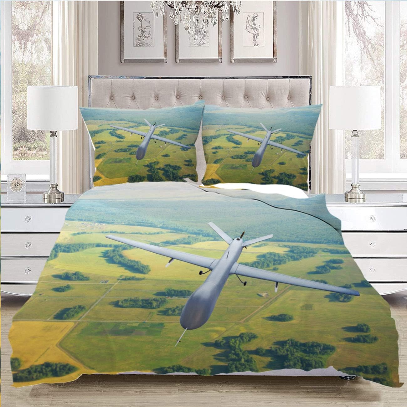 MinGz Airplane Bedding Comforters,Luxury Soft Comfortable,Patrolling
