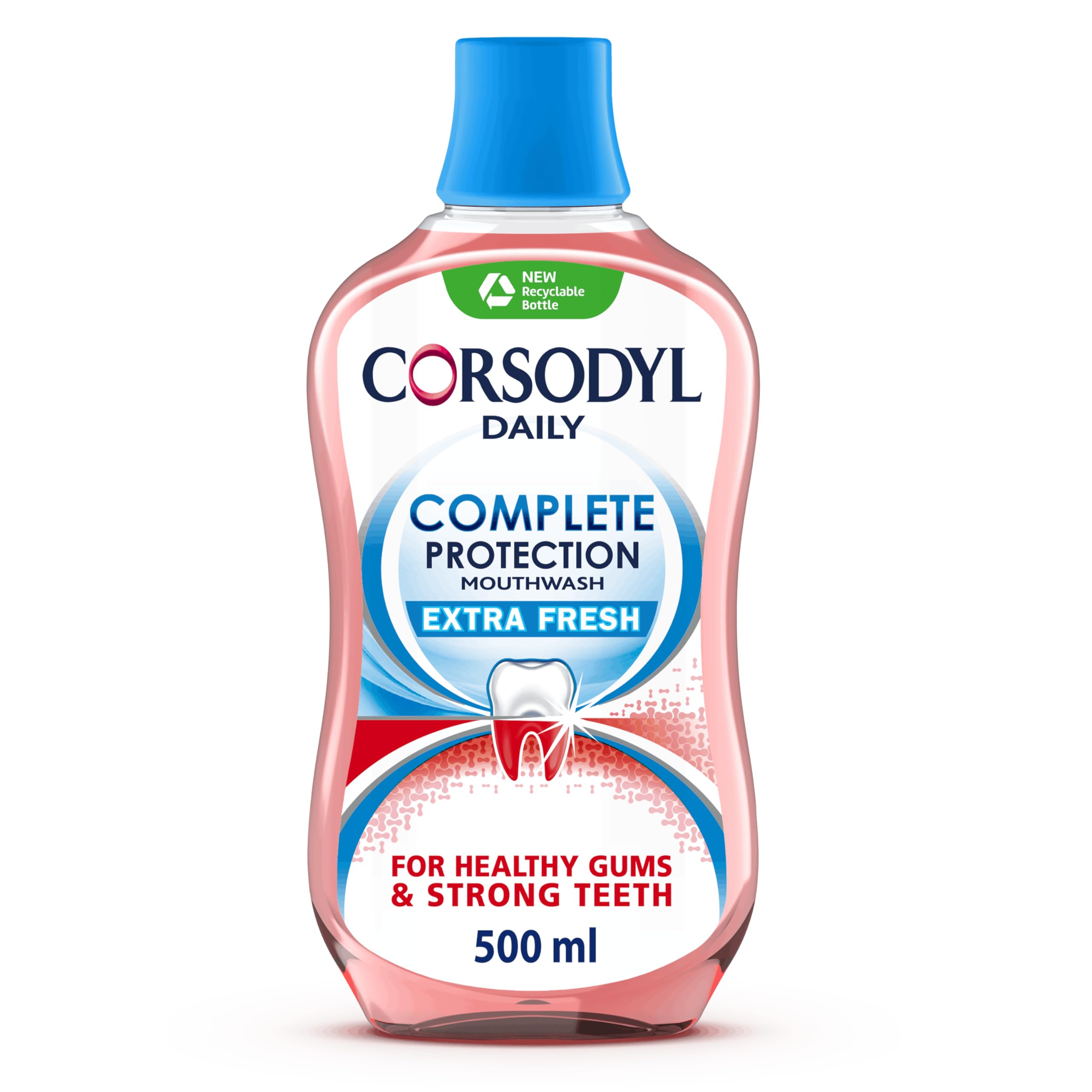 Corsodyl Extra Fresh Daily Complete Protection Mouthwash for Healthy Gums and Strong Teeth, 500ml