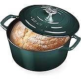 Nuwave 6QT Healthy Enameled Cast Iron Dutch Oven Pot with Lid, Heavy Duty 7-Layer Enamel, Enhanced Rust Protection, Dual Handles, Oven Safe to 500°F for Sourdough Bread Baking, Braise, Stew, Roast