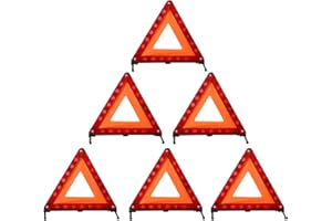 DEDC Warning Triangle, Foldable Safety Triangle, Triple Warning Kit, Warning Triangle Reflector, Roadside Hazard Sign, Automotive Safety Kits, Triangle Symbol for Emergency with Storage Bag(6 Pack)