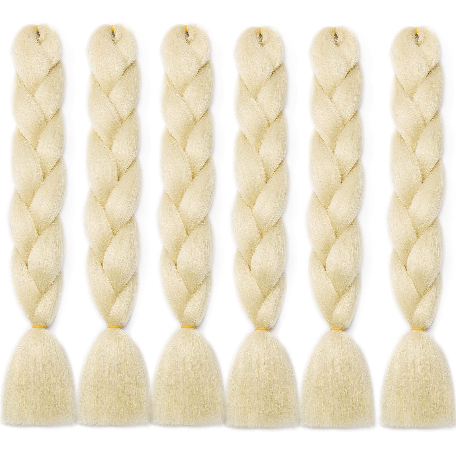 Cybelleza 24inch Braiding Hair Extensions for Braiding Ombre Jumbo Braiding Synthetic Hair 6PCS 600g Crochet Hair Box Braids for Women Braiding (Bleach Blonde)