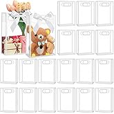 Dunzoom 20 Pcs Valentine's Day Clear Plastic Gift Bag with Handle Reusable PP Favor Flower Bag for Wedding Bridal Birthday Mother's Day Party Supplies(10.2 x 7.1 x 3.2'',White Trim)