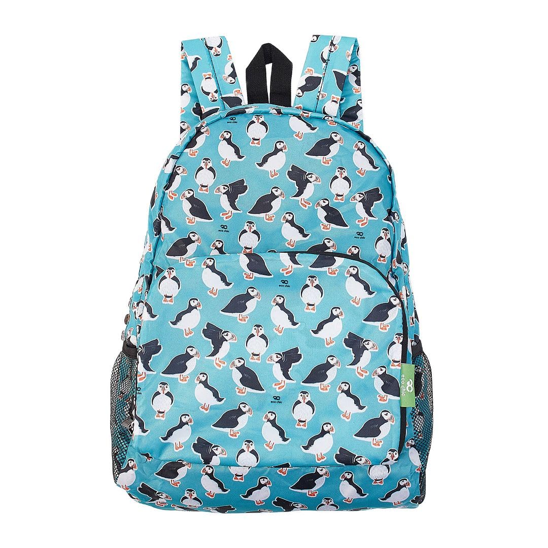 ECO CHIC Unisex's Classic Backpack, Puffins Teal, One Size