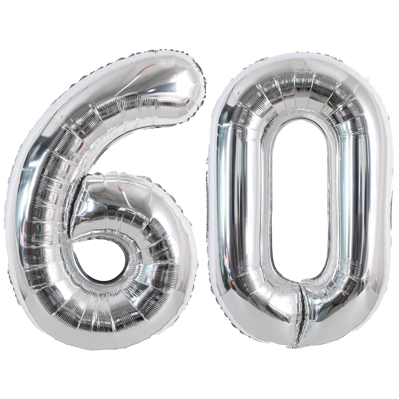 TONIFUL 40 Inch Large Silver Number 60 Balloons Giant Digital 60 Helium Foil Mylar Big Number Balloons for 2026 Graduation New Year Eve 60th Birthday Party 60th niversary Supplies Decorations