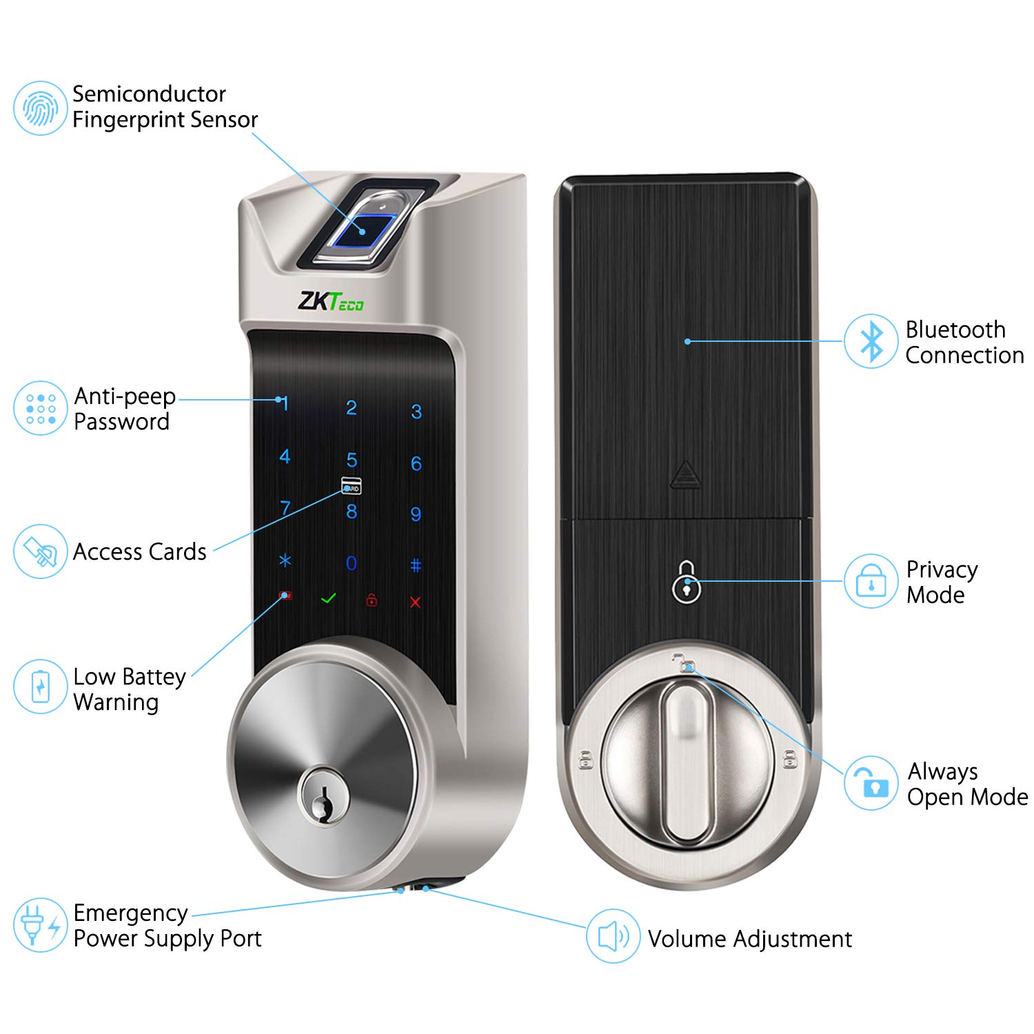 Mua ZKTeco Security Smart Lock, Fingerprint Door Lock, Bluetooth