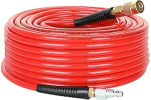 Hromee 1/4-Inch x 100 Feet Polyurethane Air Hose with Bend Restrictors PU Compressor Hose with 1/4" Industrial Quick Coupler 