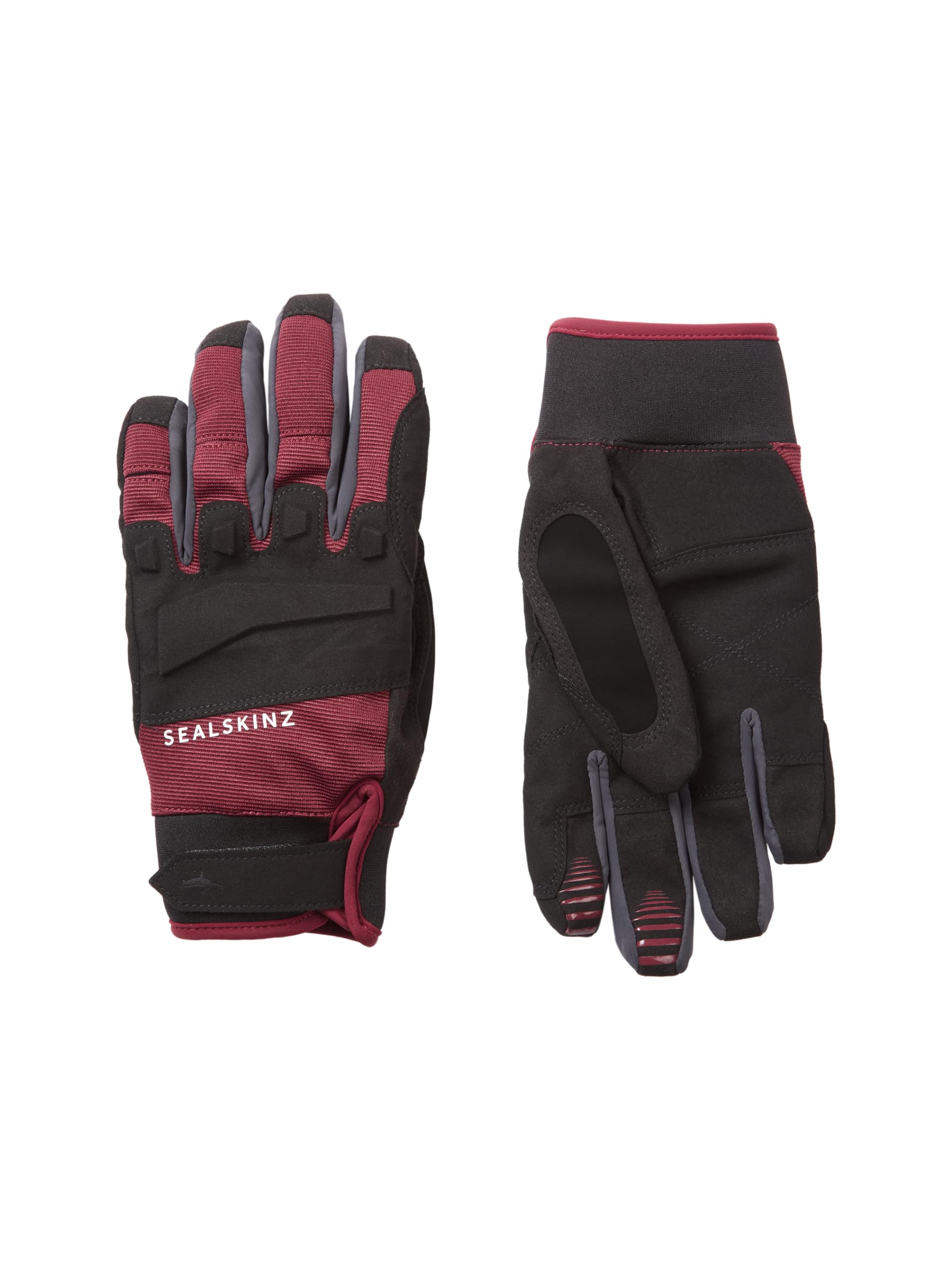 SEALSKINZ Unisex Waterproof All Weather MTB Glove - Black/Red, Medium