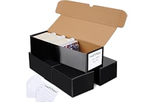 Joyoumess Trading Card Storage Box with Dividers, Cardboard Card Organizer Box for Baseball, Sports, Game, Playing Card Collection, pack of 3, Black