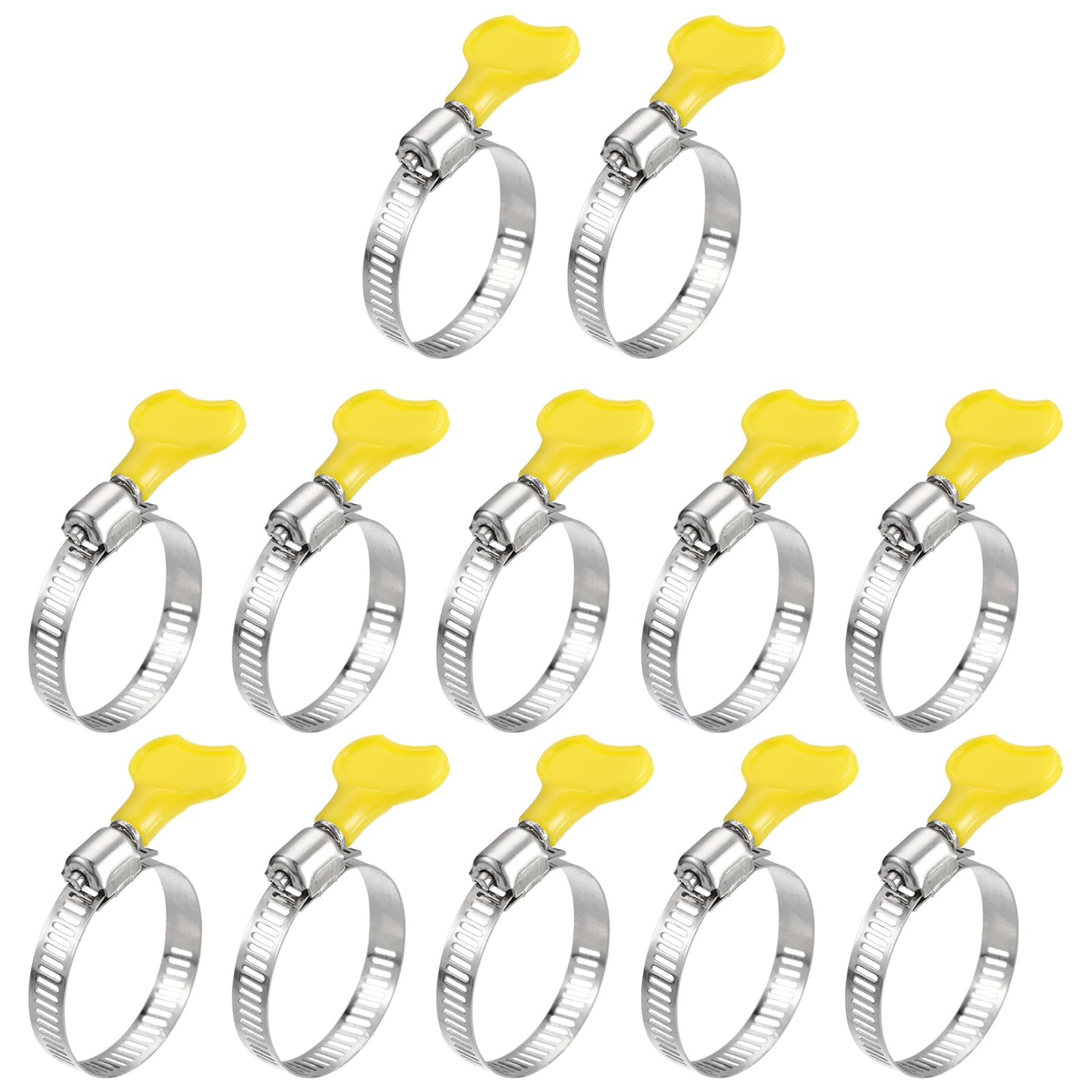 uxcell Worm Gear Hose Clamp, 12pcs 1" - 1 1/2" Key Type Adjustable Stainless Steel Hose Clamps with Plastic Handle for Securing Hose
