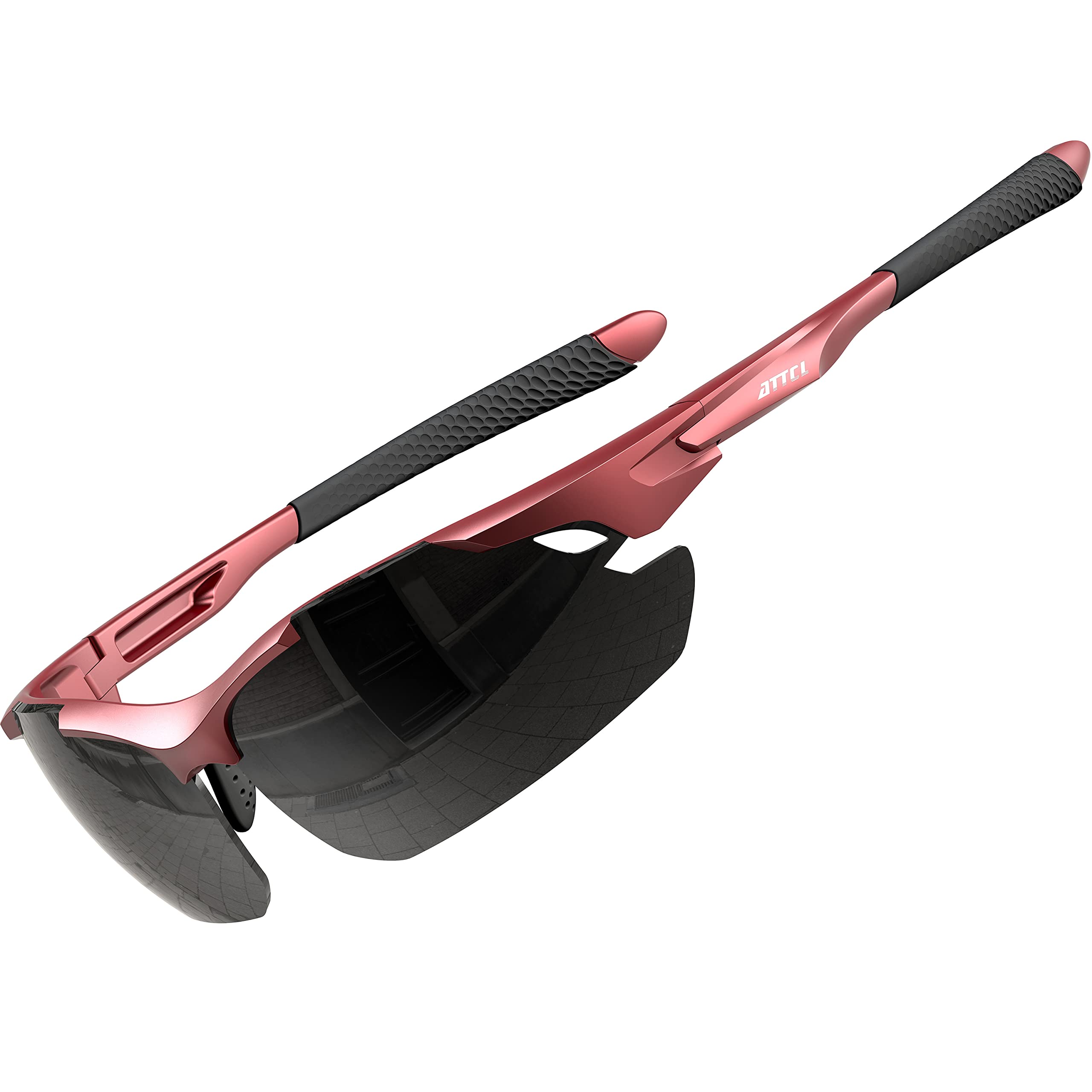 ATTCL Polarized Sunglasses for Men Women: Ultra-Light UV400 Protection Sports Glasses for Cycling, Driving, Fishing, Running 2026-red-grey/Not Mirrored