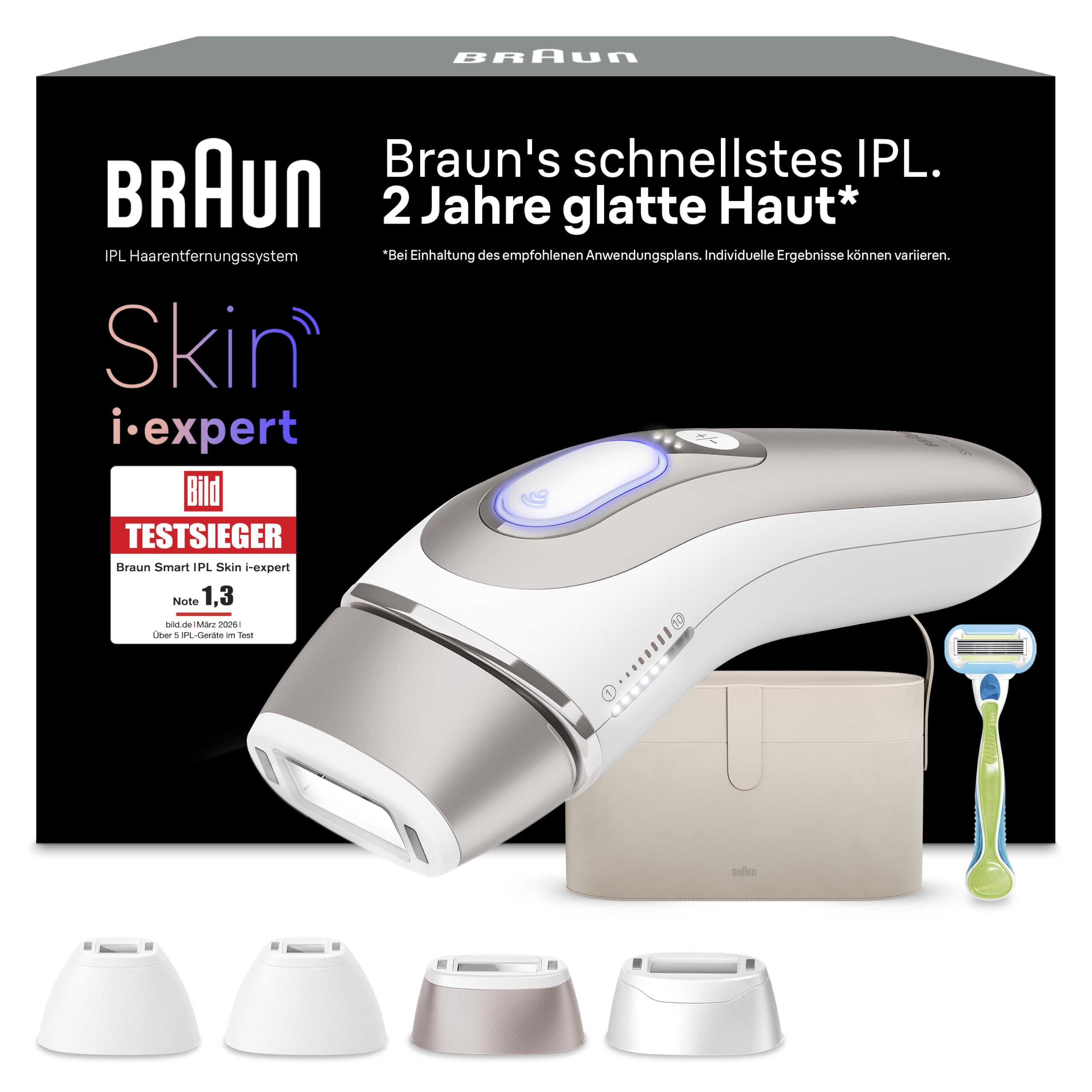 Braun Smart IPL Geräte Haarentfernung Skin i·expert 7, PL7387, Weiß/Rosegold - Alternative Laser Haarentfernung für Zuhause, Dauerhafte Haarentfernung, Inkl. Etui, Venus Rasierer Und 4 Aufsätze