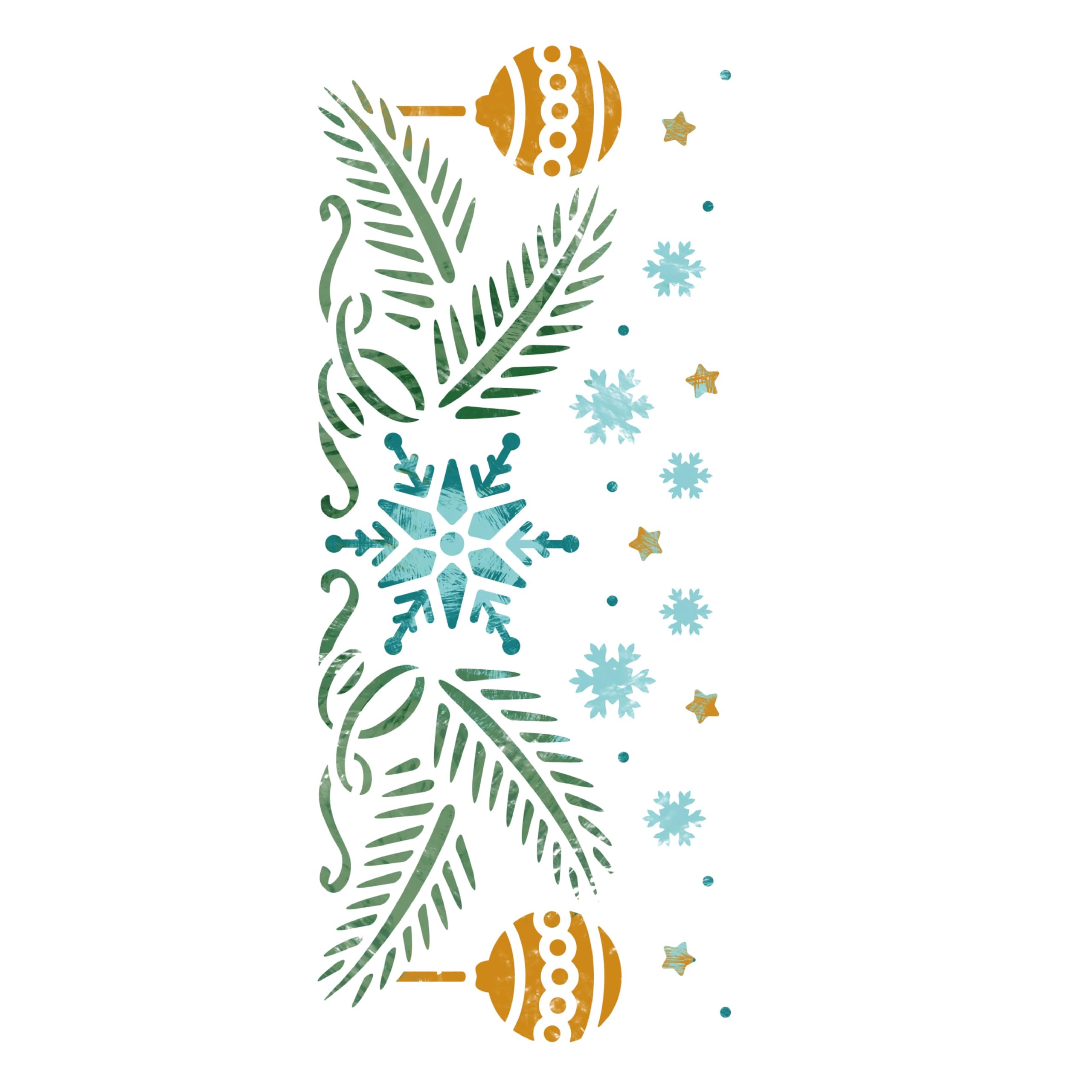 NAKLEO Christmas Painting Stencil 21x45cm, Reusable Plastic Template Snowflake Border, Holiday Patterns for Spraying and Drawing, Art and Craft Decoration for Window Wall Wood Door Cards
