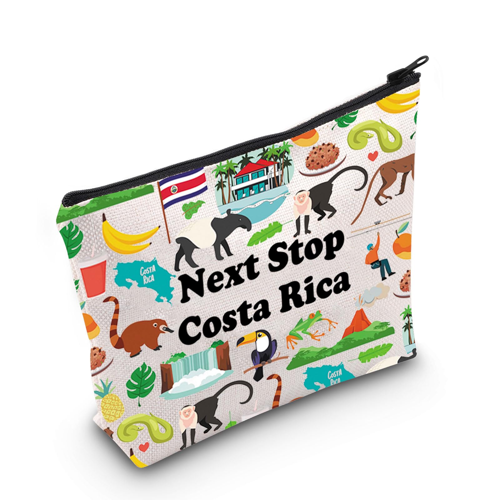 Costa Rica Symbols Souvenir Cosmetic Bag Costa Rica Vacation Gift Costa Rica Trip Makeup Bag Costa Rica Lover Gift North America Travel Gift