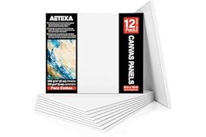 AETEXA Canvases for Painting 8x10 Inch, Canvas Bulk Pack of 12, 8 oz Primed Canvas Panel, Blank Canvas for Painting, Canvas Boards for Painting Acrylic and Oil, Art Supplies for Adults and Teens.