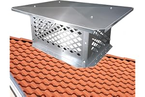 BUYYAH Chimney Cap, 13" x 17" Chimney Cover,Bottom Installation Method Adjustable to Fit Outside Existing Clay Flue Tile Dimensions 11" x 16" to 15.4" x 19.3", All Stainless Steel Structure