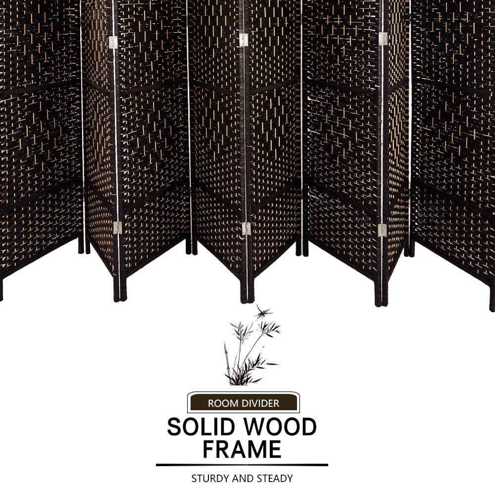 cocosica Weave Fiber Room Divider, Natural Fiber Folding Privacy Screen with Stainless Steel Hinge & 8 Panel Room Screen Divider Separator for Decorating Bedding, Dining, Study and Sitting Room: Furniture & Decor