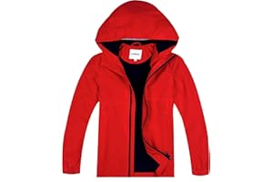 KFRRZC Boys Rain Jackets Waterproof Hooded fleece Raincoats Lightweight Windbreakers for Kids