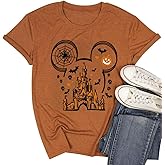 Halloween Shirts for Women Magic Kingdom Shirt Ghosts Spiders T-Shirt Halloween Party Funny Spider Web Graphic Tee Tops