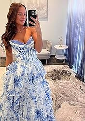 Tiered Blue Ruffle Prom Dresses 2025 for Women