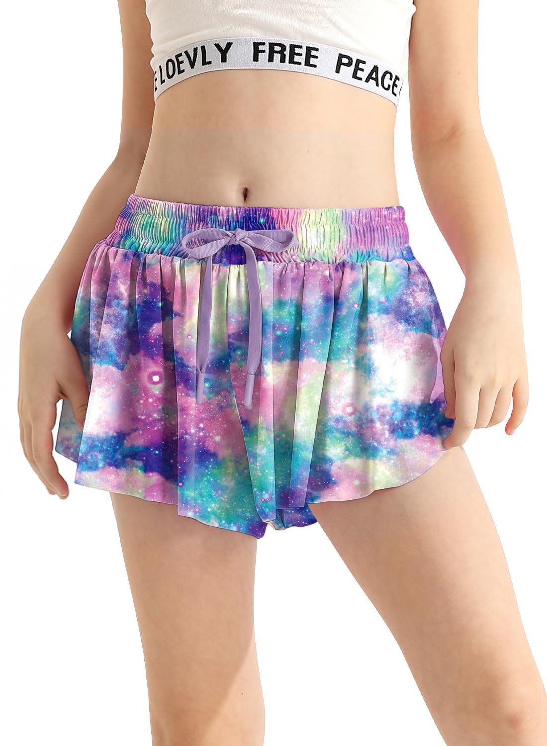 Kids Shorts Blue Aurora with Pocket Drawstring 2 in