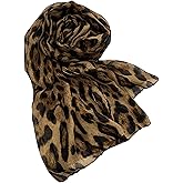 Floerns Women's Fashion Leopard Print Hijab Scarf for Women Head Wraps Sheer Beach Scarf