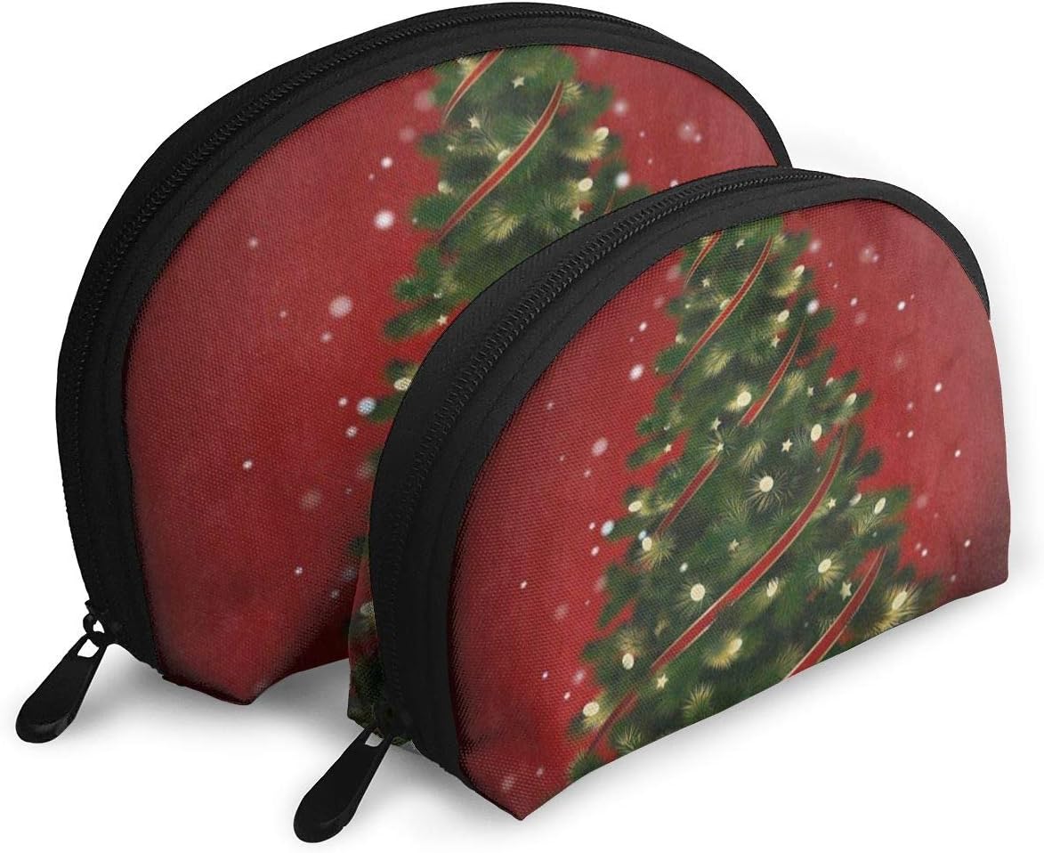Toiletry Organizer Travel Makeup Clutch Bag Red Merry Christmas Tree Portable Pouch Storage Bags