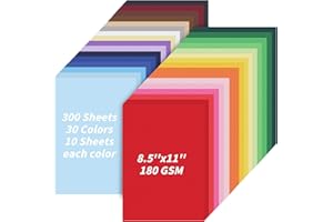 UZLU 300 Sheets 8.5 x 11" Colored Cardstock Paper Pack, 30 Solid Colors, 180 GSM Card Stock for Scrapbooking, Certificates, Invitations, Card Making, DIY Crafts
